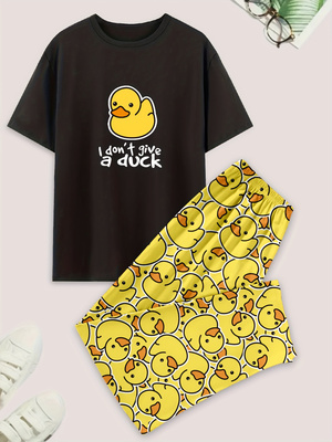 Summer Duck Clothing - Set pigiama casual da uomo, t-shirt
