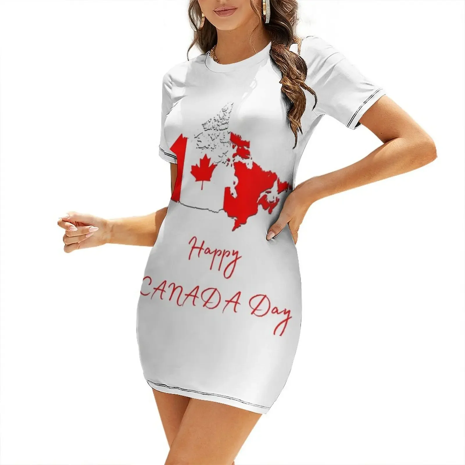 Summer Clothing Women Canada - Abito a maniche corte per la