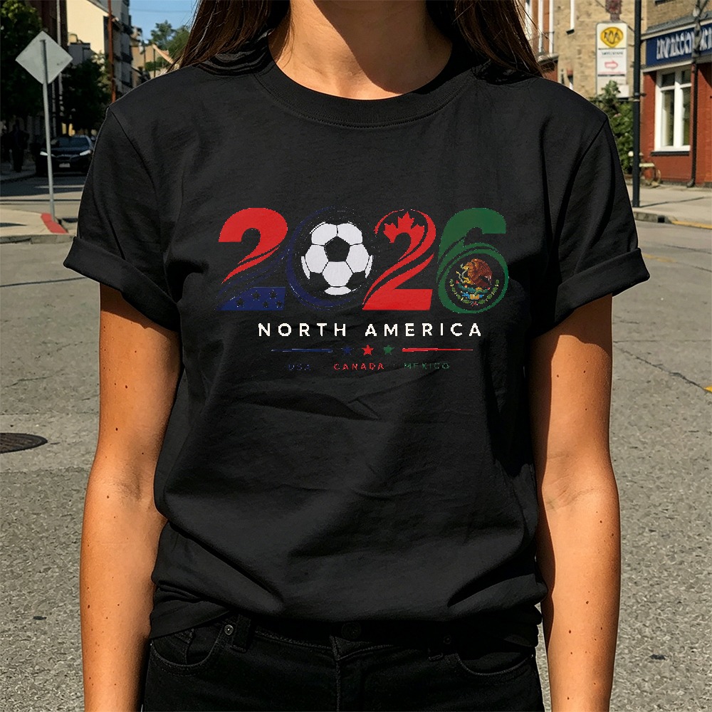 Summer Clothing Women Canada - T-shirt Grafica Calcio Nord America 2026
