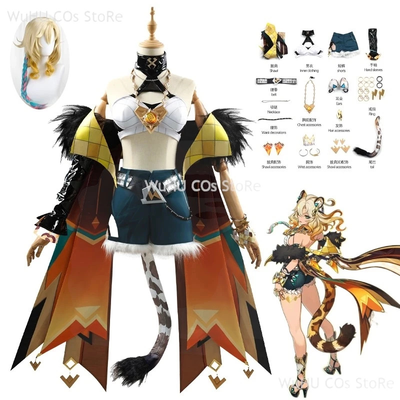 Romper Playsuit Women - Genshin Impact Costume Cosplay Cos Parrucca