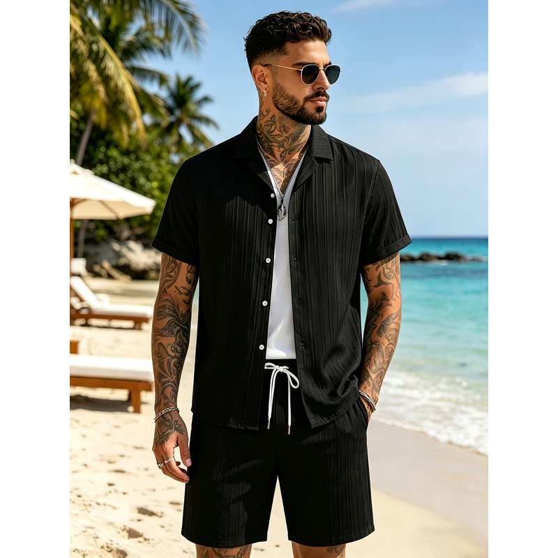 Summer Clothing Beach - Completo casual estivo da uomo, camicia