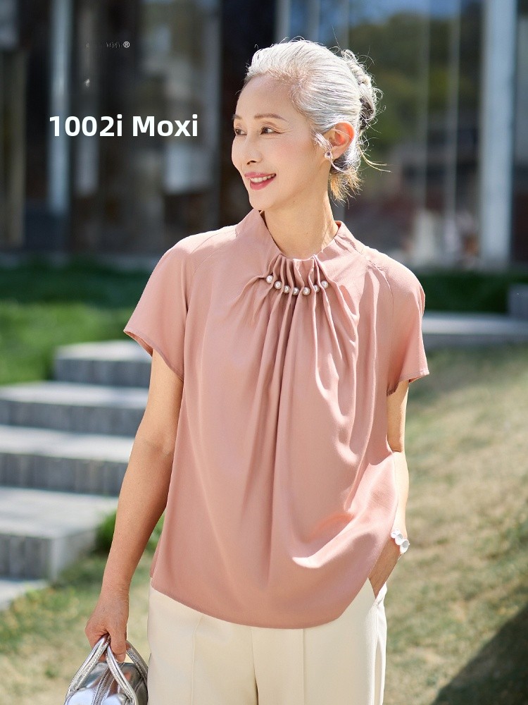 Summer Clothing Women Over 50 - T-shirt sottile a maniche corte alla