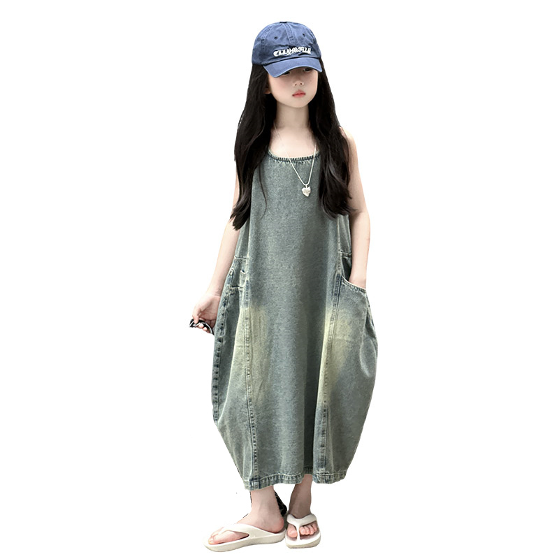 Summer Clothing Vintage - Vintage Blue Bambini Ragazze Abito in