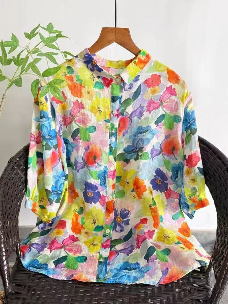 Japan Summer Clothing Women - Camicia in Pura Rami da Donna